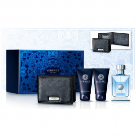 Versace Pour Homme for Men ( Rinkinys vyrams) EDT 100ml+Body Shampoo 50ml+After Shave Balm 50ml+ Black Wallet