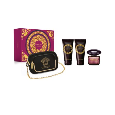 Versace Crystal Noir for Women (Rinkinys Moterims) EDT 90ml + Body Lotion 100ml + Shower Gel 100ml + Cosmetics bag